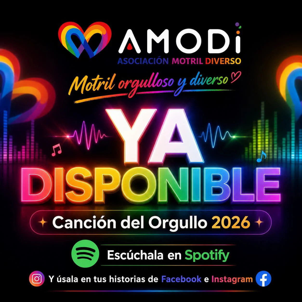 Cartel de la canción del Orgullo 2026 de AMODI.