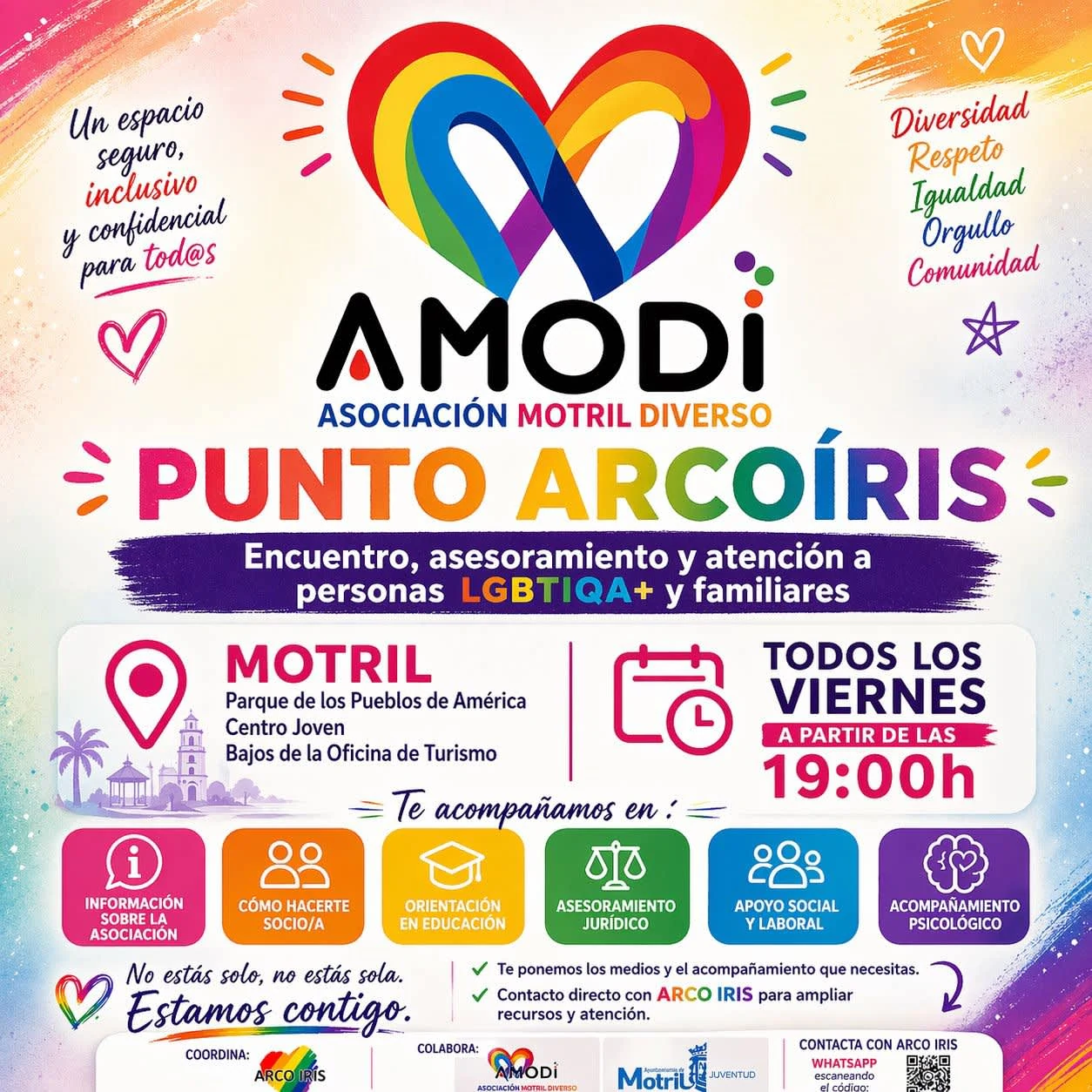 Cartel informativo del Punto Arcoíris de Motril.