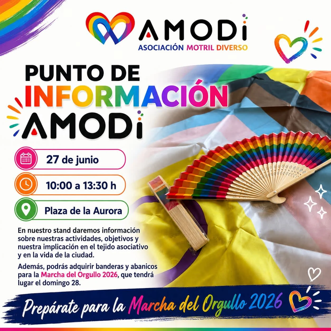 Cartel del punto informativo de AMODI del 27 de junio.