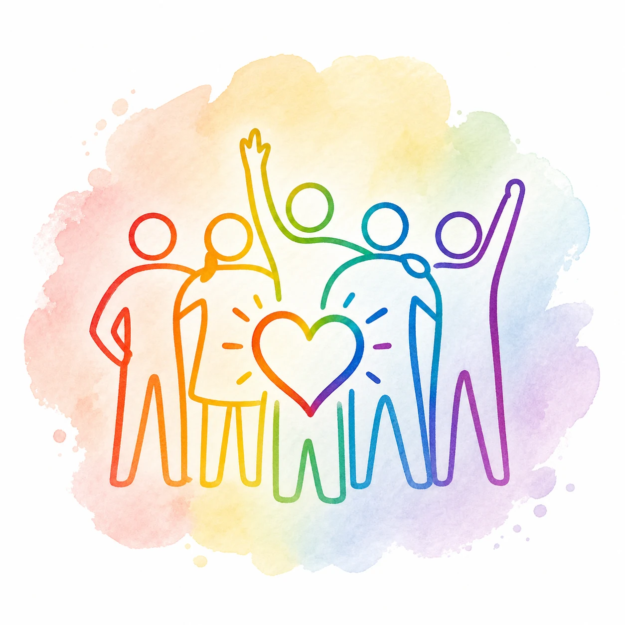Ilustración de un grupo de personas participando alrededor de un corazón.